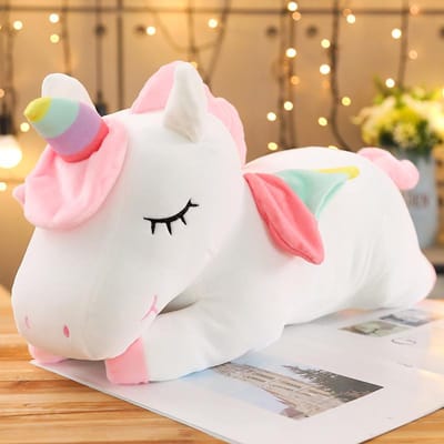 Reusachtig Eenhoorn Knuffeldier Zachte Knuffel Eenhoorn Zachte Poppen Dier Paard Speelgoed voor Kinderen Meisje Kussen Verjaardagscadeaus 35CM wit