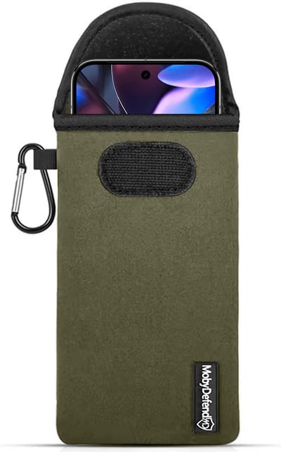 MobyDefend Hoesje - Geschikt voor Google Pixel 9 Pro XL - Neopreen Pouch Met Karabijnhaak - Insteek - Riemlus - Groen