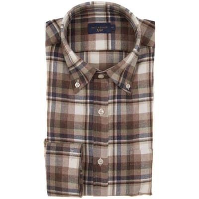 Paul & Shark Overhemd Xsoft Flanell Cotton Shirt Blauw-Zand / male