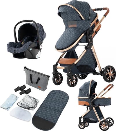 Magic ZC - Buggy - Kinderwagen 3 in 1 - Kinderwagens - Wandelwagen - Kinderwagens & Buggy's - Kinderwagen Maxi Cosi - Kinderwagen Pop - Kinderwagen 3 In 1 Incl Autostoel - Luxe Kinderwagen - Babytrolley - Blauw - Hoge Kinderwagen