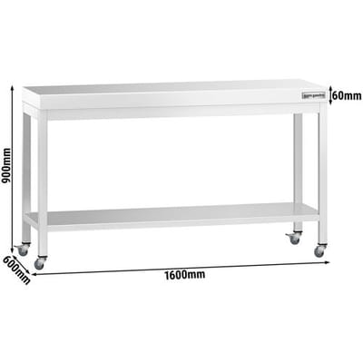 GGM Gastro Edelstahl Arbeitstisch PREMIUM - 1600x600mm - mit Grundboden & Rollen