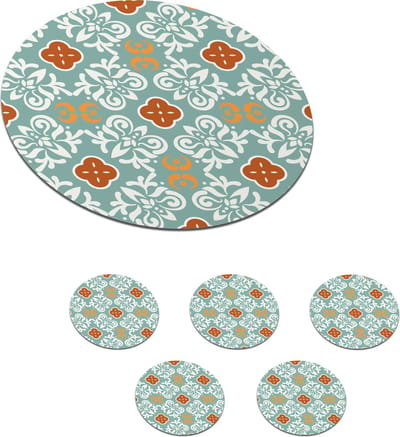 Onderzetters voor glazen - Rond - Patronen - Bloemen - Abstract - 10x10 cm - Glasonderzetters - 6 stuks