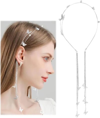 Elegante Haarband met Vlinder en Kristallen, Vintage Hoofdband voor Bruiden en Feestelijke Gelegenheden, Sierlijke Accessoires voor Vrouwen