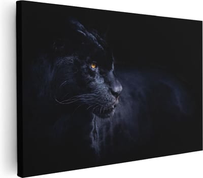 Artaza Canvas Schilderij Panter - 30x20 cm - Klein - Wanddecoratie Wilde Dieren - Muurdecoratie Woonkamer - Kamer Accessoires