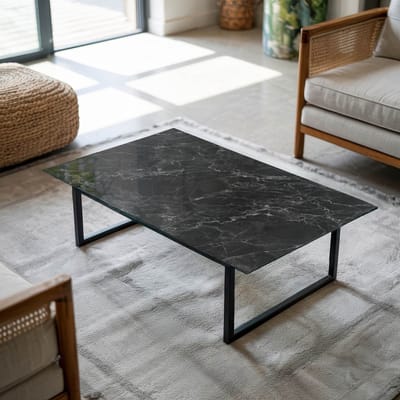 Coloray Tafelblad - Tafelblad Van Glas - 120x80 cm - Zwart - Rechthoek Glazen Tafelblad - Salontafel Blad - Gehard Glas Tafelblad - Glazen Blad - Tafelblad Van Gehard Glas woonkamerdecoratie