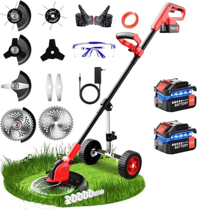 Accu Grastrimmer met Onkruidborstel en Telescoopsteel - 12 Inch Draadloze Tuinmachine
