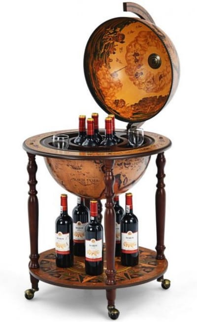 Costway - Wijnrek - Globebar - Wijnbar - Wereldbol bar - ⌀ 60,5 cm - Bruin