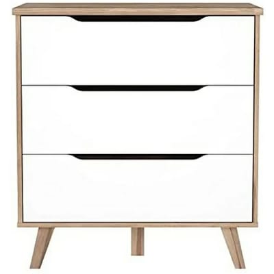 FINLAND VANKKA Scandinavische ladekast in eik en mat wit + poten in massief hout - L 80 cm