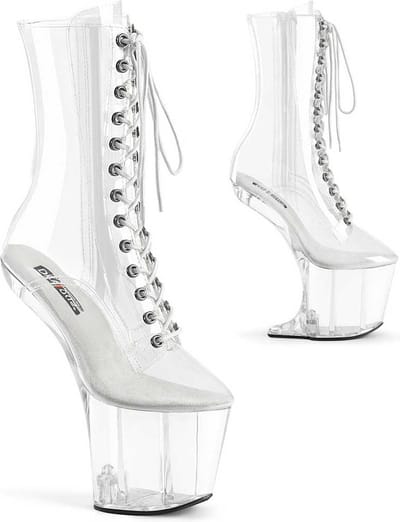 Pleaser - CRAZE-1040C Plateau Laarzen, Paaldans schoenen - US 7 - 37 Shoes - Transparant