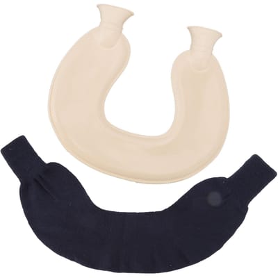 U-vormige nek warmwaterzak dubbel gebreide isolatie rubber warmwaterkruik marineblauw hoes