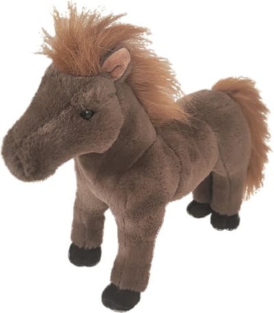 Inware Paard knuffeldier - bruin - staand - 28 cm - pluche pony