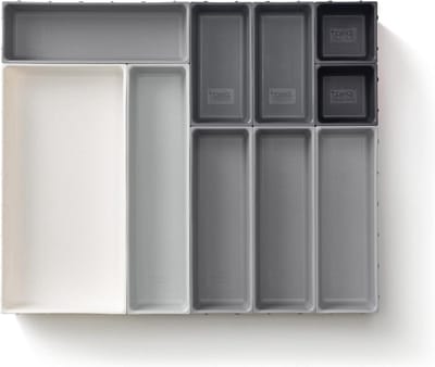 Plastic Opbergbakjes Cosmetica Make-Up Briefpapier Keukengerei Lade Organiser - Grijs Set van 10 Blox
