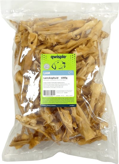 Qwisple Lamskophuid - Hondensnacks Natuurlijk Gedroogd - 1000 gr