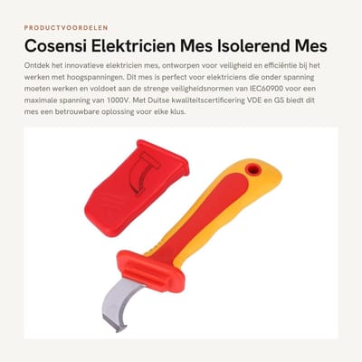 Dailygoods - Elektricien Mes - Isolerend Mes - Veilig onder spanning - 1000V - Anti-Magnetisch - Voldoet aan IEC60900 - Geschikt voor Elektriciens - 2...