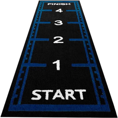ForzaFit Sprinttrack kunstgras - 5 x 1,5 meter- Zwart / Blauw - 17 mm