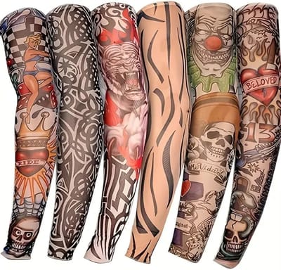 Livano Tattoo Sleeve - Voor Volwassenen - Mouw - Tatoeage - Arm Warmer - Zonbescherming - UV Beschermend - 6 Stuks