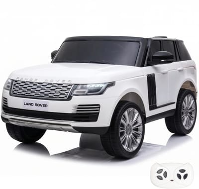 Range Rover Vogue Full Option Elektrische Kinderauto 2 tot 7 jaar – Officieel Gelicentieerde SUV (2-zits) met Lederen Zitje & Schokdempers – 12V Kinderauto met Afstandsbediening, Bluetooth & Opbergbox – Wit