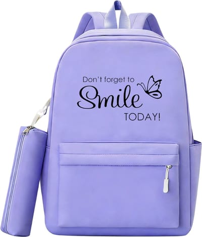 Rugzak dames | Don't forget to Smile Today! | Paars | Vlinderpatroon rugtas | Schattige Rugzak | Rugzak met Text | Rugzak meisje | Mooie rugzakken met vlinder | 20 liter