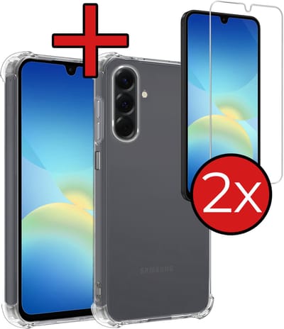 Hoesje - Met Screenprotector - 2 Stuks - Geschikt voor Samsung Galaxy A26 - Sterk & Shockproof - Back Cover - Siliconen Case - Telefoon Hoes - Shock Proof - Telefoonhoes - Transparant