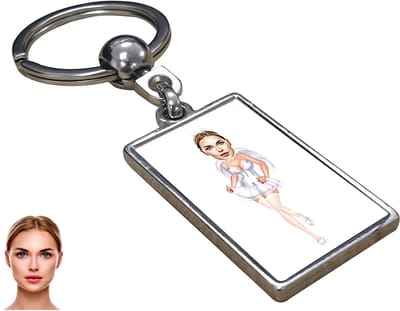Moeder Karikatuur Engel - Karikatuur Sleutelhanger met Jouw Foto - Sleutelhanger - Cadeau - Verjaardag - Kerst - Kado - Valentijn - Moederdag - Moederdag cadeautje - Moederdag cadeau voor mama - Gepersonaliseerd Cadeau