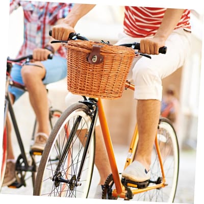Fietsmand Wicker - Mand Fiets Fietsmand - Boodschappen Doen - Natuurlijk Materiaal - 33x25x24 cm - Bruin