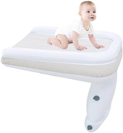 SVN® Vliegtuigbedje - Reiskussen Waterdicht – Babybedje - Voetensteun Draagbaar – Wit - 79cm x 48cm x 18cm