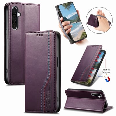 Praktische en Stijlvolle PU Leren Portemonnee Hoes voor Galaxy A57 _ Paars