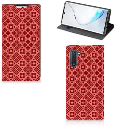 Standcase Hoesje voor Samsung Galaxy Note 10 Hoesje met Magneet Batik Rood