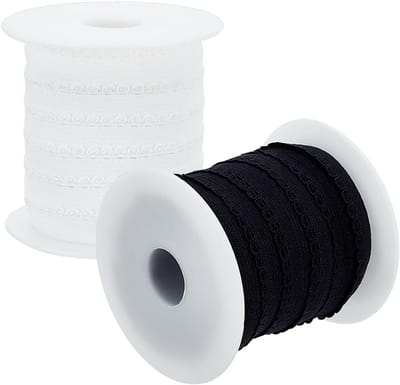20 Yards/18.3M Picot Edge Elastisch Lint voor Lingerie en Ondergoed - Zwart en Wit Decoratieve Kant Trim voor DIY Naaiwerk en Creatieve Projecten