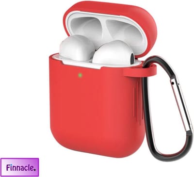 Finnacle - Hoesje geschikt voor Apple AirPods 1 / 2 met Clip - Rood - Siliconen - Case - Cover - Soft case