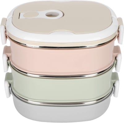 Dailygoody - Geïsoleerde Thermische Voedselcontainer - Draagbare Lunchbox - 3 Lagen - Wit - Ideaal voor Maaltijdtransport - Voor Studenten en Kinderen