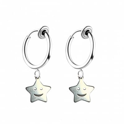 Klem oorbellen- ster -smily -zilverkleur-geen gaatje-Charme Bijoux
