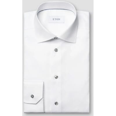 Eton Overhemd Luxury Signature Twill Uni Color Cotton Wit / male