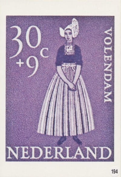 Briefkaart met afbeelding Klederdracht van Volendam postzegel