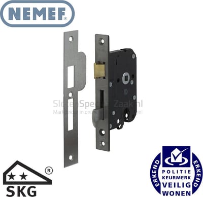 Insteekslot - RVS geborsteld - RVS - Nemef - Nemef 4119 SKG** veiligheids - cilinderslot Hollands rechts RVS