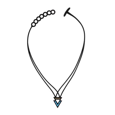 Batucada - Bermudes - Collier van Plantaardige Oorsprong en Hypoallergeen - Vrouwen Ketting met driehoek – Antiallergisch halsketting - Blauw – Goud - lengte 40/45 cm – effect Tattoo - ziet er uit als Rubber