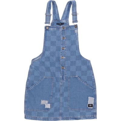 Dames W Mended Check Denim Pinafore-tuinbroek