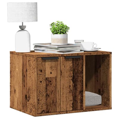 vidaXL - Kattenbakkast - 60x40x40 - cm - bewerkt - hout - oud - houtkleurig