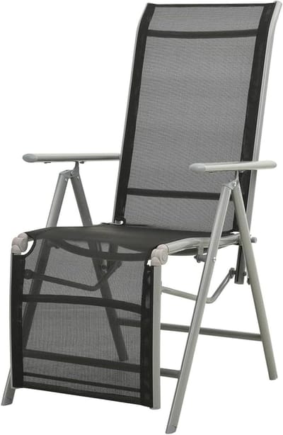 Outdoor Reclining Garden Chair with Textilene and Aluminum Frame Silver Deck for Patio Terrace Yard Home Dining Room Furniture