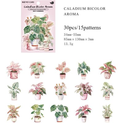30 stuks PET Groene Planten Stickers Creatieve DIY Scrapbooking Collage Dagboek Junk Journal Decoratieve Stickers