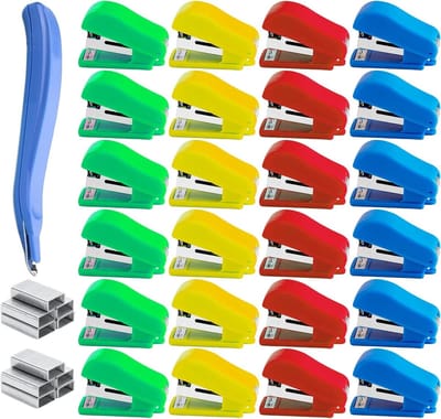 Mini nietjesmachine set met 49 onderdelen, inclusief nietjes en trekker, compact en multifunctioneel voor thuis, kantoor en schoolgebruik