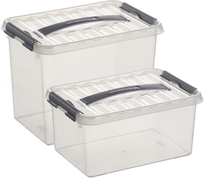Sunware Opberg boxen set van 4x stuks - kunststof - met deksel - in 6 en 9 Liter - opslag kisten