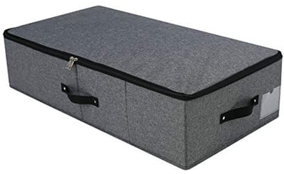 Harde opbergdoos voor kleding onder het bed - Opvouwbaar, wasbaar en met ritssluiting - 75 x 38 x 18 cm - Grijs/Zwart