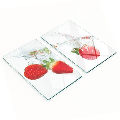 Decoratieve glazen snij- en serveerplanken voor aardbeien en water, 2x30x52 cm