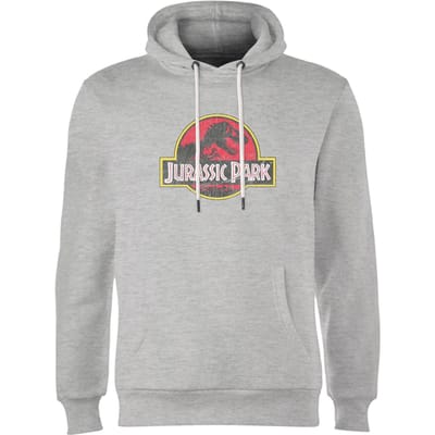 Jurassic Park Logo Vintage Hoodie - Grey - S