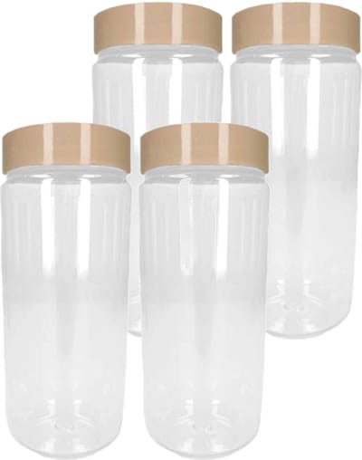 PlasticForte Voorraadpot/bewaarpot - 4x - 650 ml - kunststof - beige - B7 x H18 cm