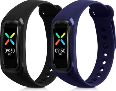 kwmobile 2x horlogebandjes geschikt voor Oppo Band Sport bandje - Smartwatch bandjes van TPU - Activity tracker horloge band in zwart / donkerblauw