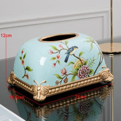 Moderne Keramische Tissuebox Bloemenpatroon Servet Toiletpapier Opbergdoos Thuis Bureau Uittrekbaar Type Handdoekenrek