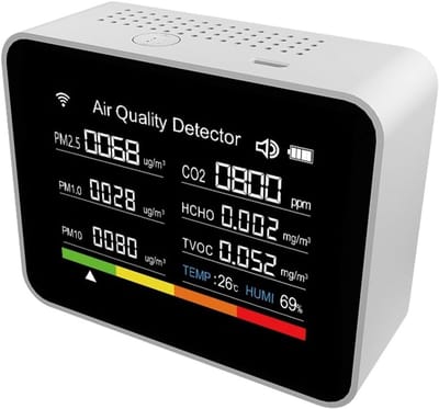 Luchtkwaliteit Tester - CO2 Meter - Binnenlucht Meten - 13 in 1 Functies - Compact Formaat - Wit