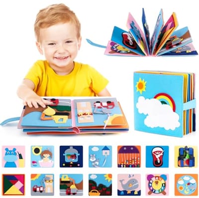 Stil Boek voor Kinderen met Activiteiten – Montessori Speelgoed, 3D Vilt, Sensorisch Leerspeelgoed voor Vroeg Leren (1-3 jaar)